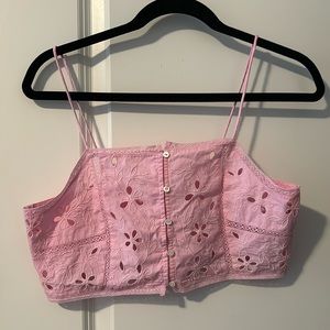 Pink crochet crop top